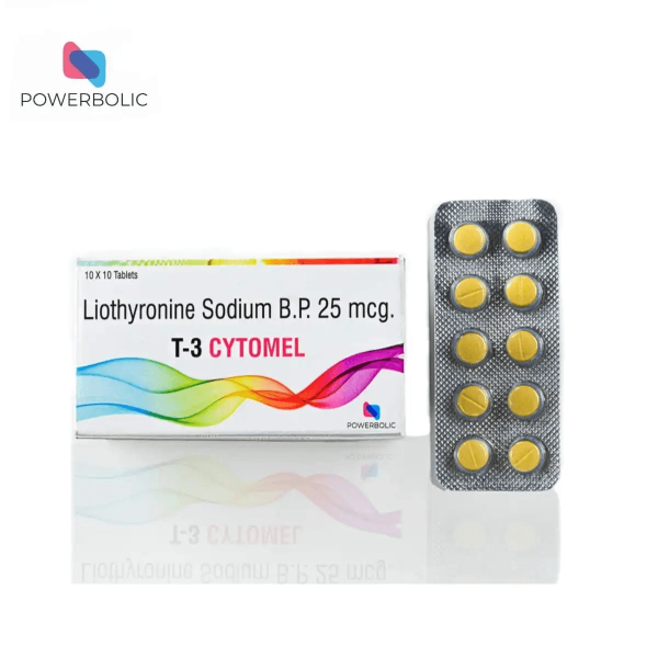 T3 TAB - Liothyroxine Sodium BP 25mcg 100 Tabs - POWERBOLIC